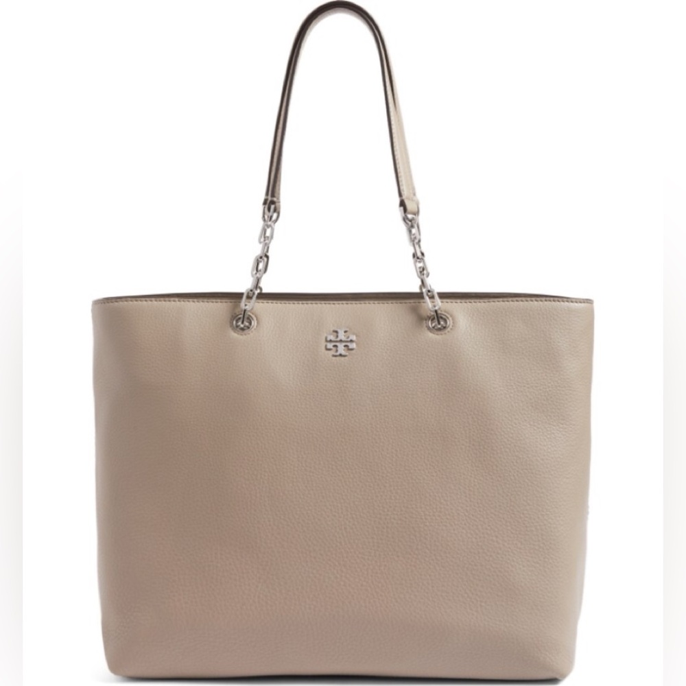Tory Burch Frida Pebbled Leather Tote in French Grey